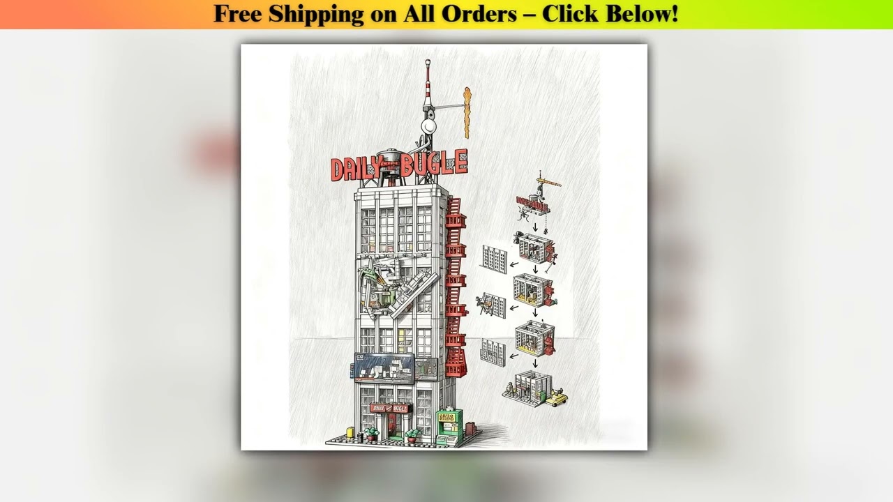 Street View Series 3772pcs Daily Newspaper Building Model Home Furnishings Building blocks Giant To
