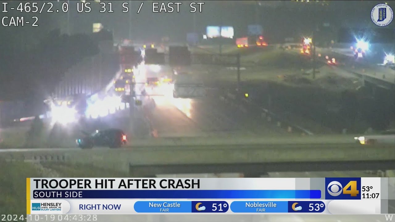 Indiana state trooper struck on I-465 on Indy’s south side - YouTube