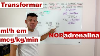 TRANSFORMAR ml/h em mcg/kg/min - NORADRENALINA