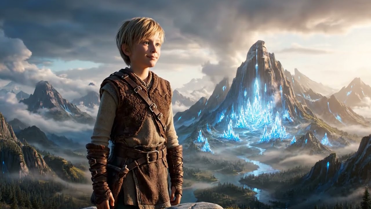 A boy's epic adventure movie scene