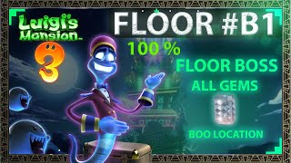 Luigis Mansion 3 - Floor B1 Bat 100% - All Gems , Boss Fight & Boo Location