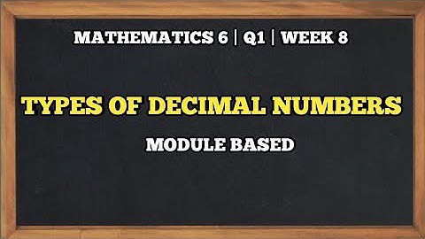 Types of Decimal Numbers | Mathematics 6 | QUARTER 1 | Week 8 | Lesson 8 | Module Based