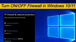 turn the firewall on / off in windows pc/laptop | windows 10|11 || domain , private & public network