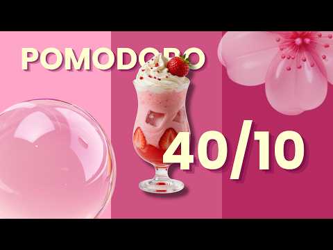 🍓Study With Me Pomodoro 40/10 | 2 Hours | Timer & Strawberry Milk Shake