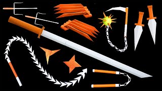 11 Origami Ninja DAGGERS and SWORD || Ninja star\/Claws\/Nunchacku\/Sai