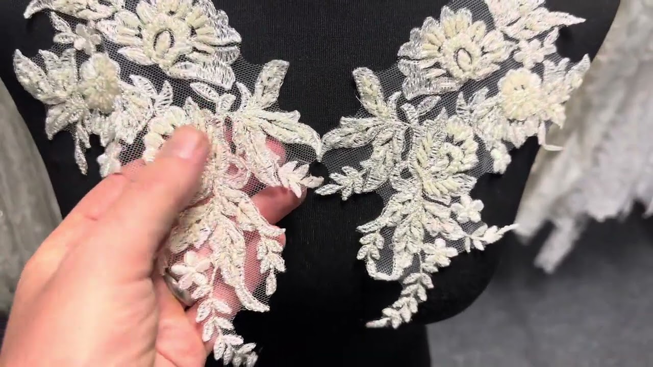 Ivory Beaded Lace Appliques - Nicole