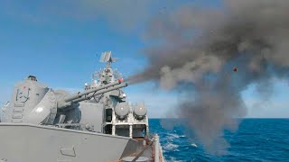 Артиллерийские стрельбы ракетного крейсера «Москва» в Чёрном море