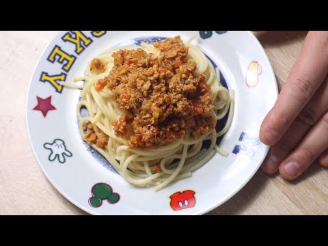 საბავშვო სპაგეტი ბოლონეზე. Kids spaghetti Bolognese ფარშით, ნიახურით და სტაფილოთი.