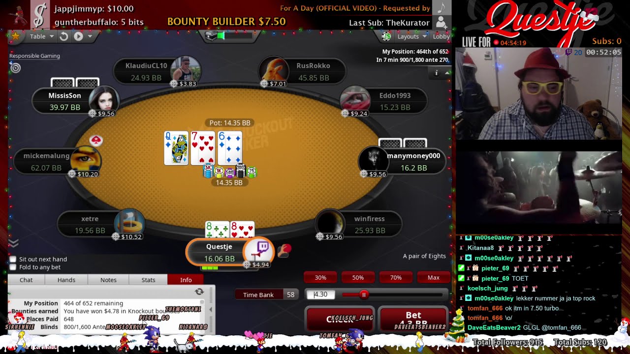 Pro Streamer Auto-Calls Underpair on Money Bubble! - PokerStars Online Twitch Stream Best Moments