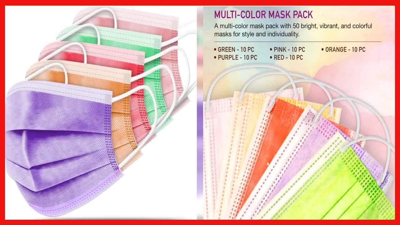 Quality product -  Unifandy Kid Face Mask, 50PC 3 Ply Disposable Face Mask Colorful Set for Children