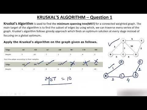 6- Kruskal's Algorithm Questions to find MST - YouTube