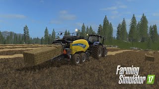 👉 Prasowanie Słomy 😱W Duże Kostki NH T 7 315 & Zniwa Jęczmienia Fs17🔥