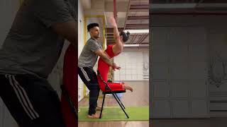 Deep bending kapotasana on yoga chair advancedyoga yoga backbend flexibility advancedbackbend