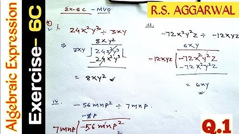 Exercise- 6C | Qus- 1 | Class 8 | Operations On Algebraic Expressions | R S AGGARWAL  #mvo #algebra