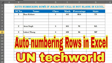 Auto serial numbering if adjacent row is not blank in MS Excel