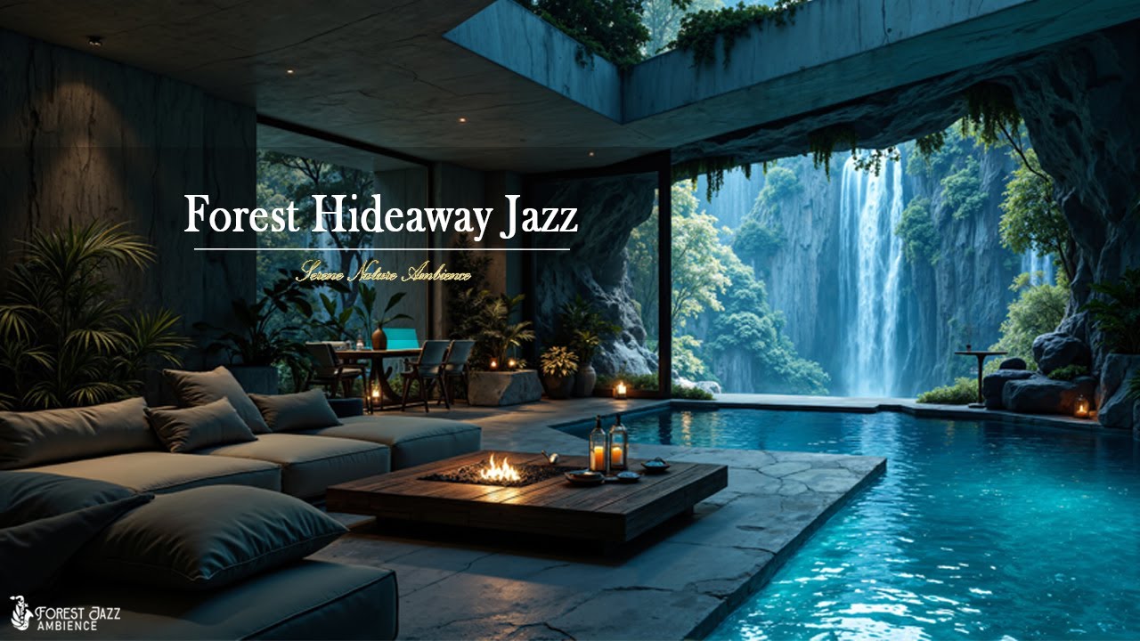 Джаз В Гостиной Forest Hideaway | Спокойная Джазовая Музыка В Атмосфере Водопада Для Восстановлен...