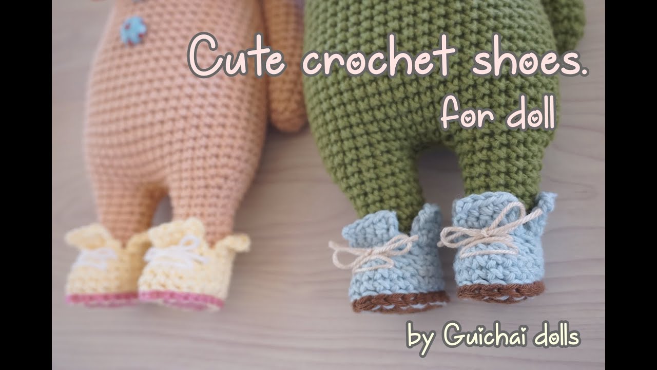 [How to] Cute crochet shoes for doll ทำรองเท้าตุ๊กตาน่ารักๆ