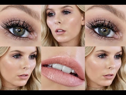 BRONZED GLITTER MAKEUP TUTORIAL WITH GLOWING SKIN | GLITTER WEEK DAY 3 | RACHAEL BROOK