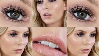 BRONZED GLITTER MAKEUP TUTORIAL WITH GLOWING SKIN | GLITTER WEEK DAY 3 | RACHAEL BROOK