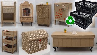 10 Storage Furniture Organizer from Plastic Crate | Jute Craft Ideas
