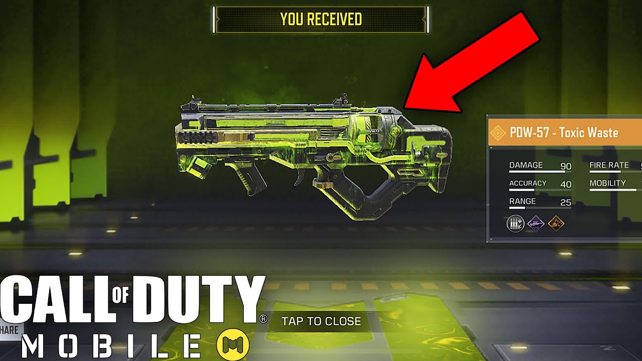 Call Of Duty Mobile Lucky Unlocking Legendary Pdw 57 Toxic Waste Skin Youtube