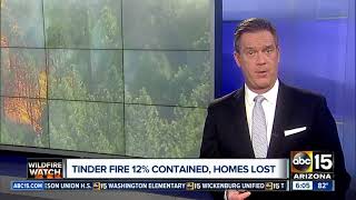 Tinder fire 12 percent contained Thursday, more than 40 homes burned