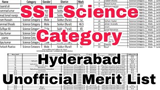 SST Science category district Hyderabad unofficial merit list 2024