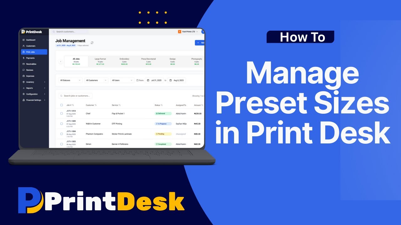 How to Manage Preset Sizes in Print Desk | Save Time on Large Format Print Job Registration