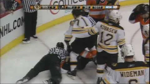 Andrew Ference vs Scott Hartnell Mar 29, 2009