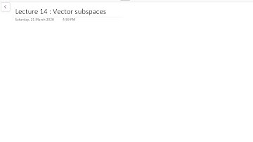 Lecture 14: Linear Algebra ( Vector subspaces. )