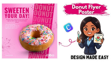 Donut Food Flyer Poster Design in Canva | Sweet Dessert Ad Tutorial for Beginners #canva