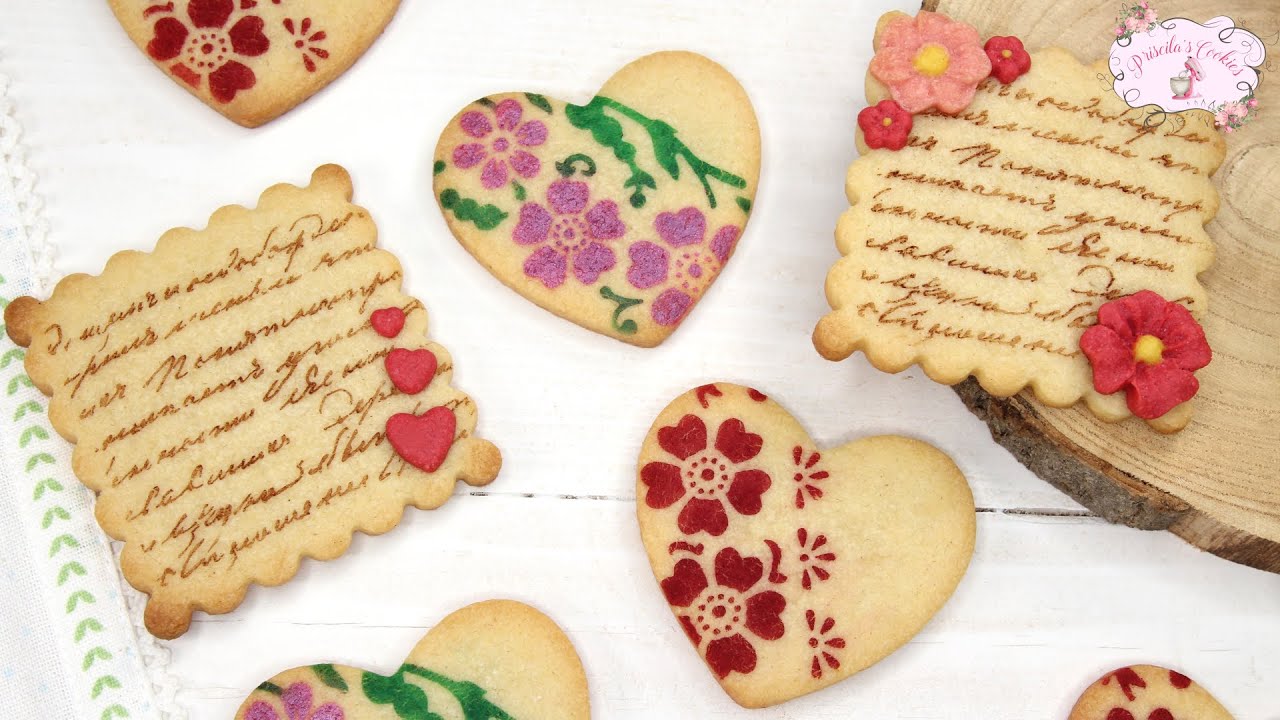 Cómo utilizar los STENCIL para decorar galletas I Sin Glasa I Sin Fondant I - GALLETAS SAN VALENTÍN