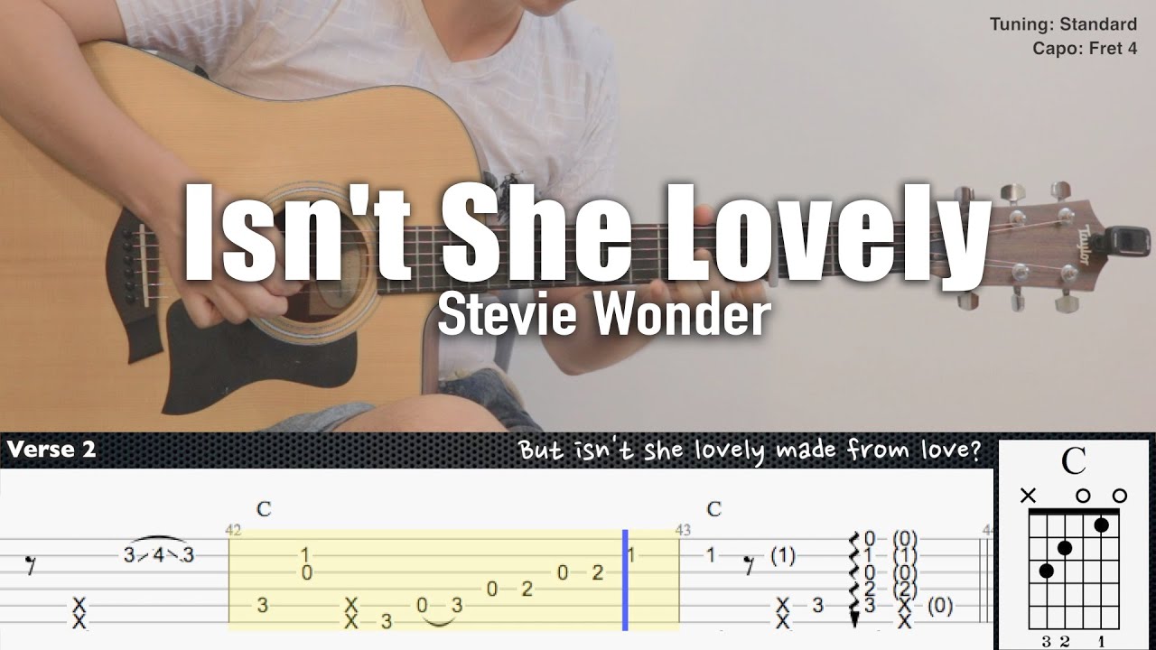 Isnt She Lovely Stevie Wonder Fingerstyle Guitar Tab Chords Lyrics Youtube 