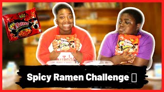 EXTREMELY SPICY NOODLES CHALLENGE | Feat. My little brother | *I wasnt reeeaaadddyyyy*