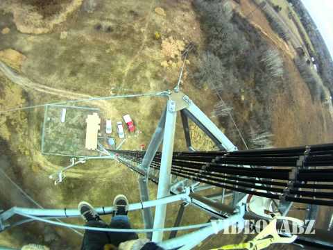 Awesome View from Radio Tower - Climber Wearing a GoPro Camera