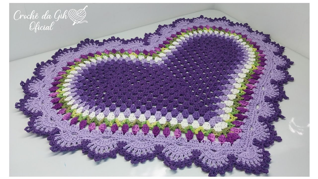 Tapete de Coração com tulipas Maria Diva 76x55 370 gramas AULA DESTRO