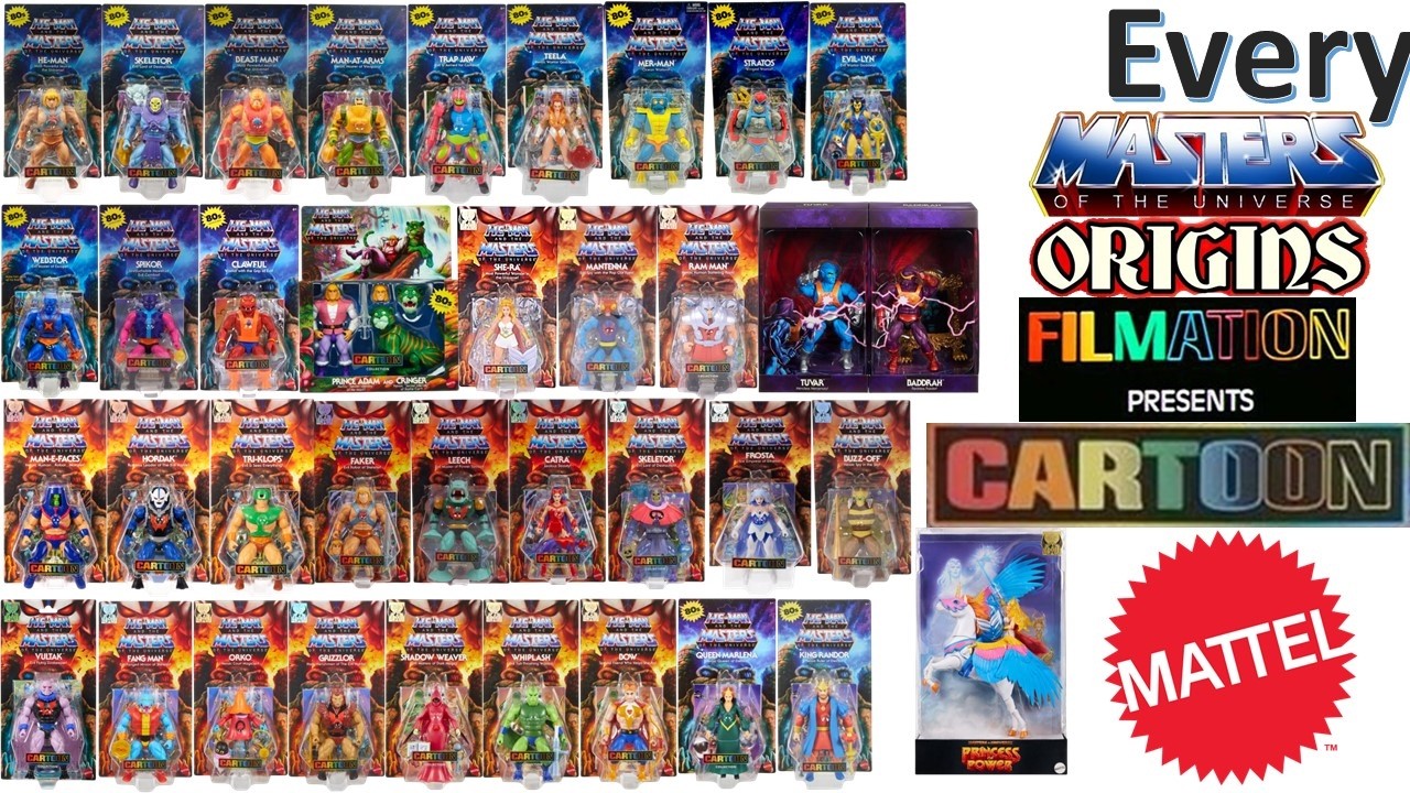 Every Mattel MOTU Origins Filmation Cartoon Action Figure Comparison List Masters of the Universe