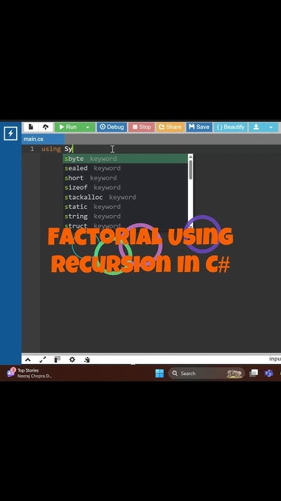 Factorial Program Using Recursion In C# || #shorts || #clanguage || # ...