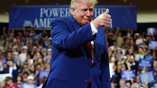 President Trump gives remarks at Wheeler High School as protesters criticize visit, policies