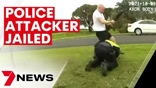 Man who brutally attacked two Victoria Police officers jailed  | 7NEWS screenshot 4