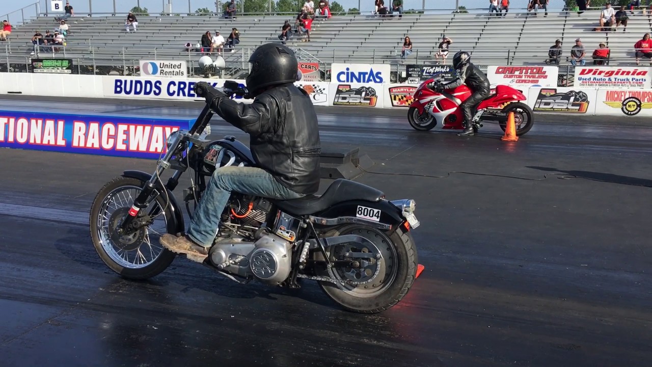Harley chopper vs Suzuki Hayabusa!
