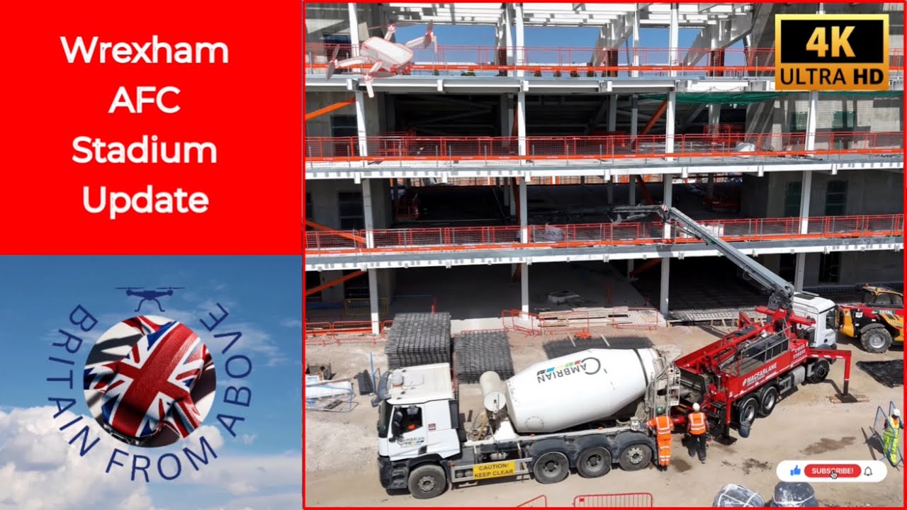 Stadium Construction Progress: Concrete Work and Material Delivery