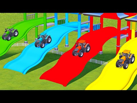 TRACTORS vs SLIDE COLORS with PORTAL TRAP - Farming Simulator 22