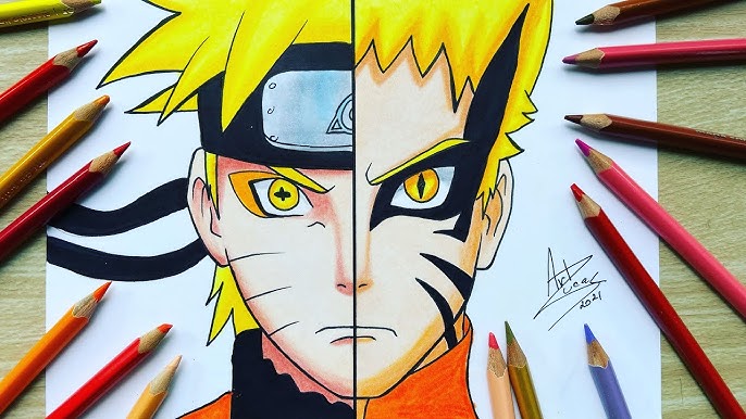 COMO Desenhar o NARUTO MODO SENNIN - Preto vs Branco 