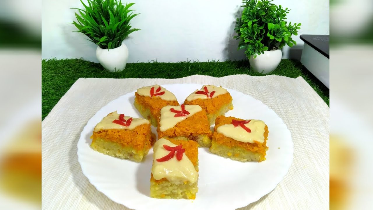 How to make carrot semolina barfi recipe l indian dessert recipe l yammy 😋#trending #food #cooking 