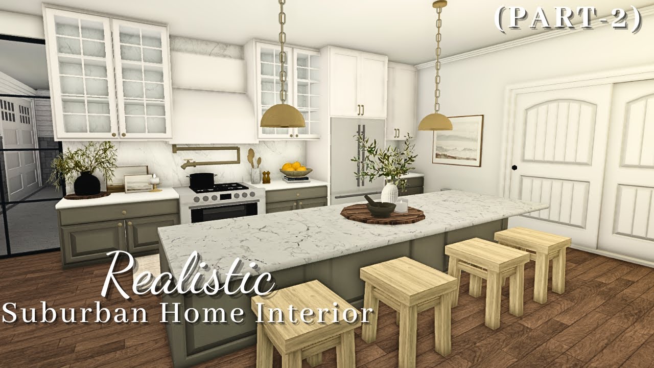 BLOXBURG| Realistic Suburban Interior (part-2)| House Build| Roblox ...