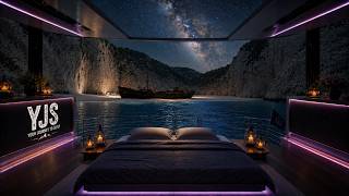 “Sleeping at Navagio Beach, Greece 🇬🇷 Yacht Night Under the Stars 🌙”