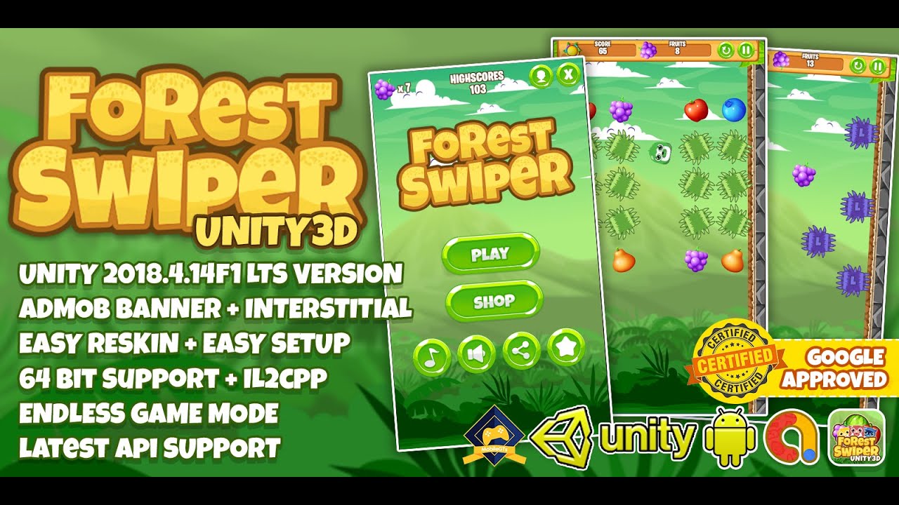 FOREST SWIPER UNITY3D SELL SOURCE CODE + ADMOB + LATEST API SUPPORT ...