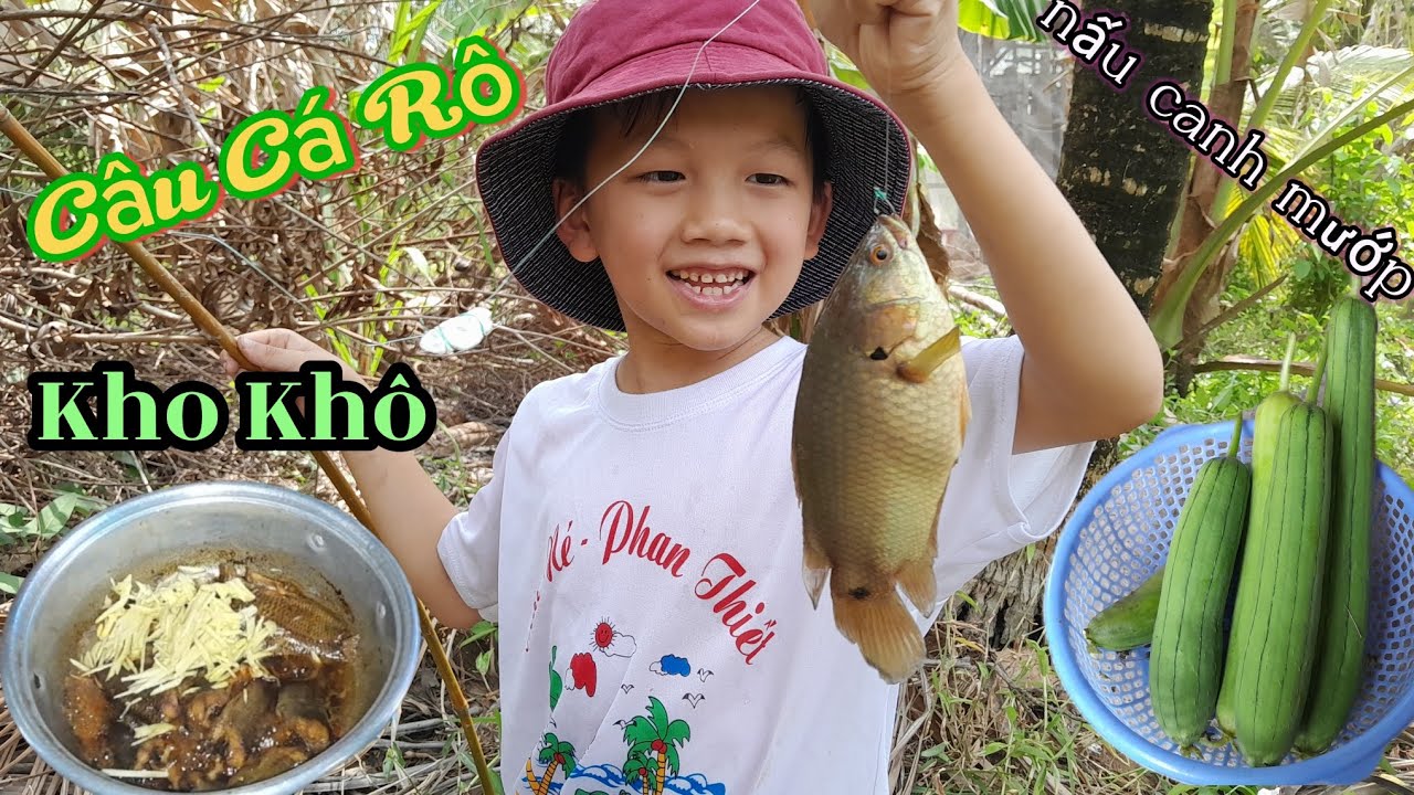 Câu cá rô mề , làm món cá kho gừng , ăn cùng canh mướp .