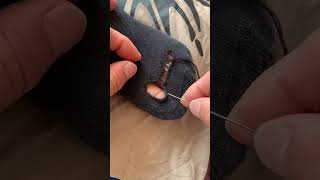 My aunt taught me how to sew up holes in socks. #LifeHacks